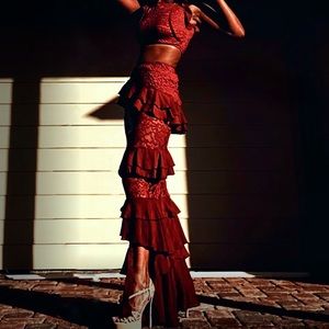 Red Olivia Culpo Ruffle Set